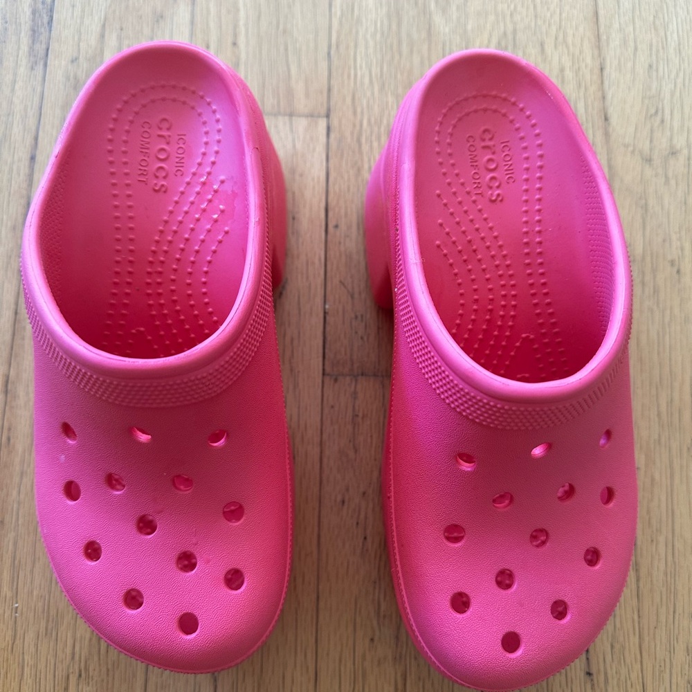 CROCS Siren Pink Platform Clogs Shoes Size 6 - Picture 5 of 5
